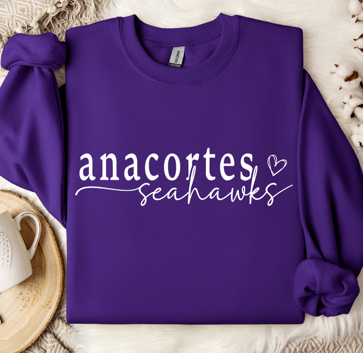 Anacortes Seahawks Heart Crewneck