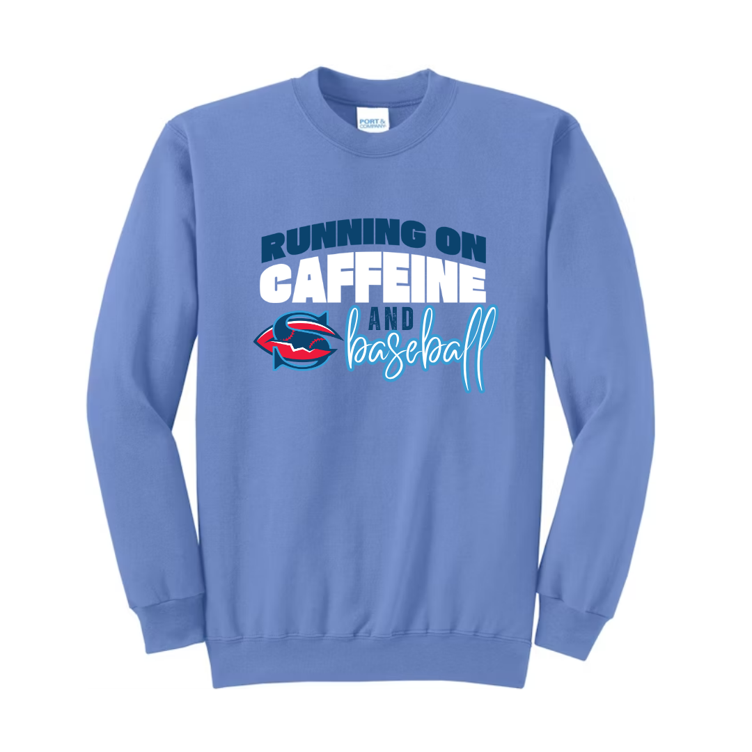 Running on Caffeine and Baseball Crewneck