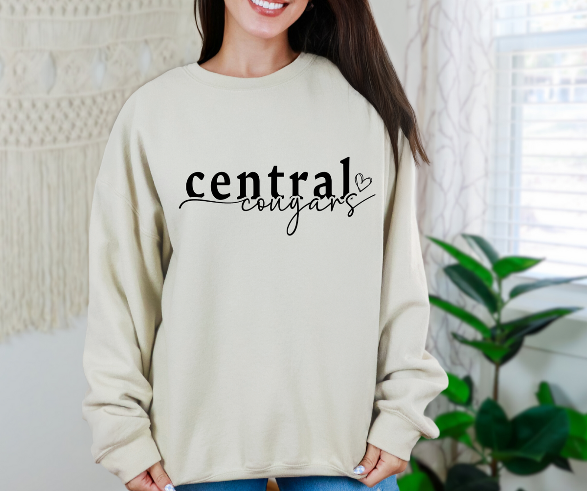 Central Cougars Heart Crewneck