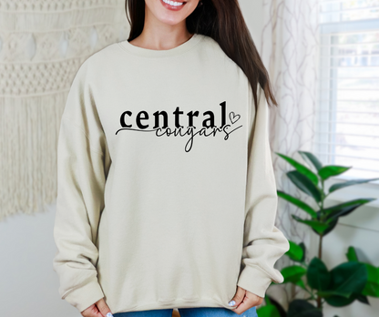 Central Cougars Heart Crewneck